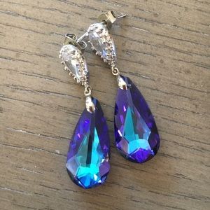 Purple and Turquoise Teardrop Earrings